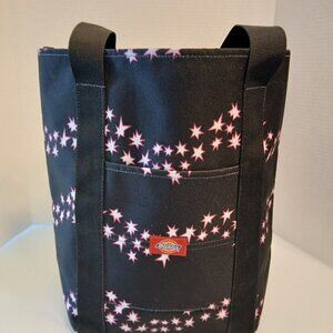 Dickies Large Tote Shoulder Bag With Stars Black Canvas